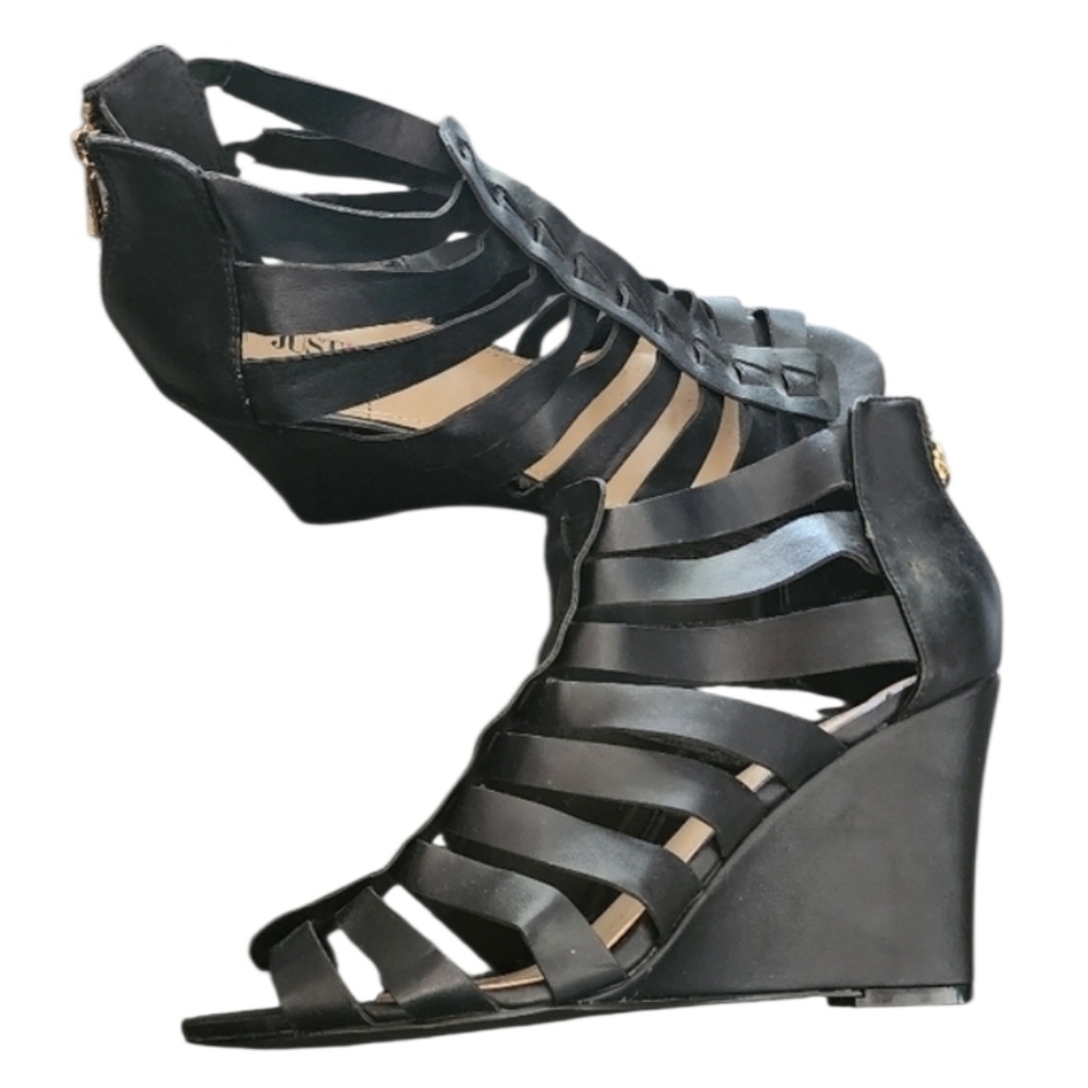 JustFab Black Strappy Heels NWOT